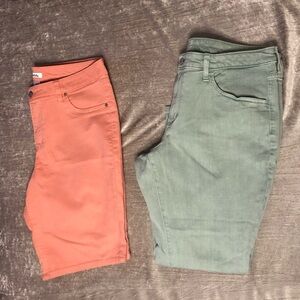 2 pair denim colored shorts skinny ankle jeans size 14